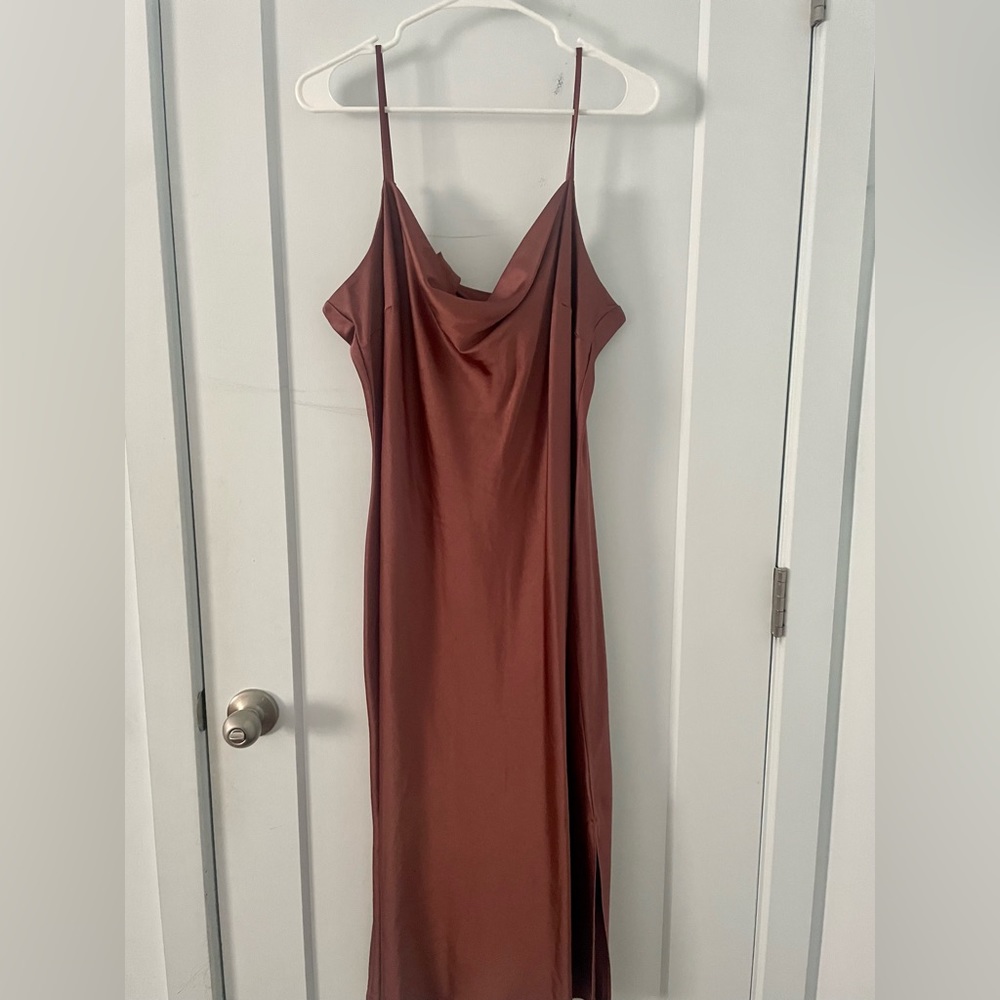 Scoop cowl neck satin dress!!